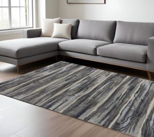 10' X 13' Grey Machine Woven Abstract Brushstroke Indoor Area Rug