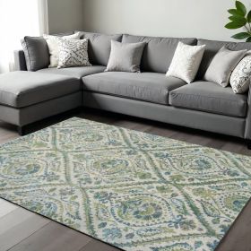 9' X 13'  Polypropylene Ivory Or Teal Area Rug