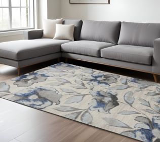 9' X 13' Blue and Gray Area Rug