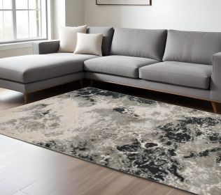 9' X 13'  Polyester Silver Area Rug