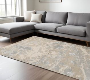 9' X 13'  Polyester Sand Grey Area Rug