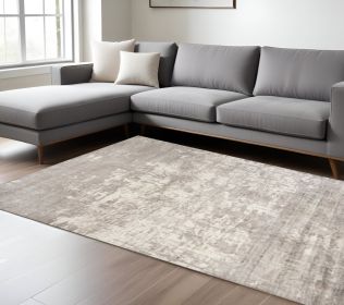 8' X 11' Beige Abstract Hand Loomed Area Rug