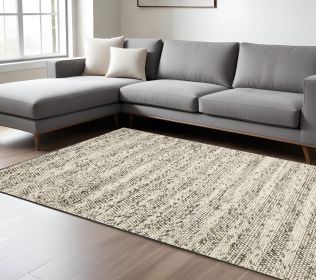 9' X 13' Grey Heather Hand Woven Knobby Stripes Indoor Area Rug