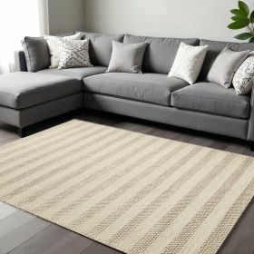 9' X 13' Wool White Area Rug