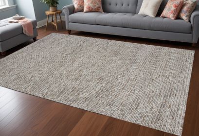 9' X 13' Natural Beige Hand Woven Knobby Loop Indoor Area Rug