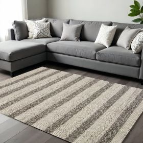 9' X 13' Wool Grey Or  White Area Rug