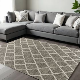 9' X 13' Wool Dark Grey Area Rug