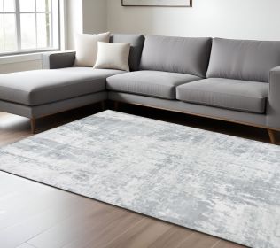 9' X 13' Gray Abstract Hand Loomed Area Rug
