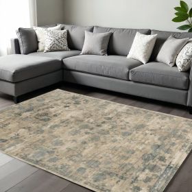 9' X 13' Viscose Sand Or Blue Area Rug