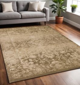 5' X 8' Beige Machine Woven Distressed Floral Traditional Indoor Area Rug