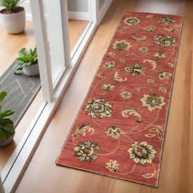 2' X 7' Sienna Floral Vines Wool Runner Rug