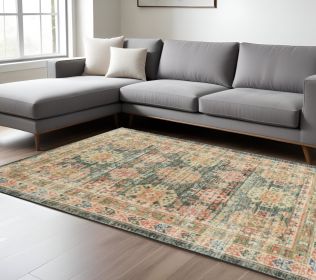 5' X 7' Charcoal Southwestern Hand Woven Distressed Area Rug
