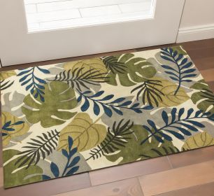 3' X 5' Ivory Leaves Wool Area Rug