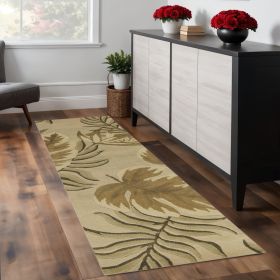 8' Sand Beige Wool Handmade Runner Rug