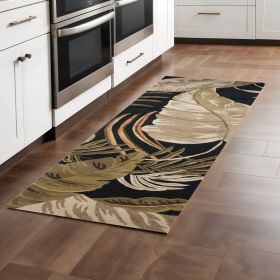 2' X 8' Midnight Leaves Wool Runner Rug