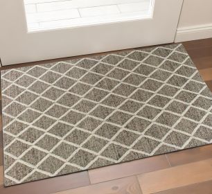 3' X 5' Dark Grey Hand Woven Diamond Pattern Indoor Area Rug