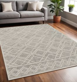5' X 7' Sand Geometric Diamond Wool Indoor Area Rug