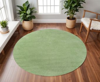 6' Round Spearmint Green Plain Indoor Area Rug