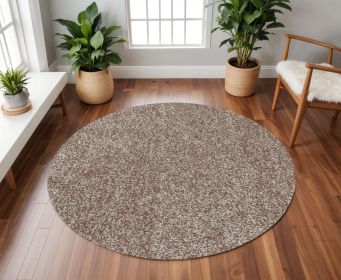6' Round Beige Heather Plain Indoor Area Rug
