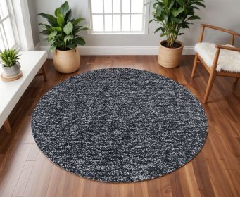 6' Round Black Heather Plain Indoor Area Rug