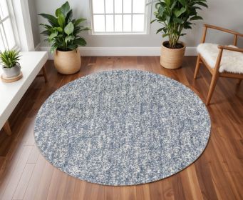 6' Round Indigo Or Ivory Heather Plain Indoor Area Rug