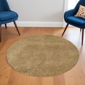 6' Gold Round Indoor Shag Rug