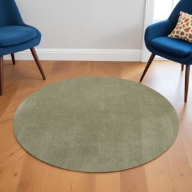 6' Sage Green Round Hand Woven Area Rug