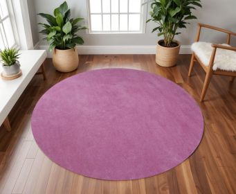 6' Round  Polyester Hot Pink Area Rug