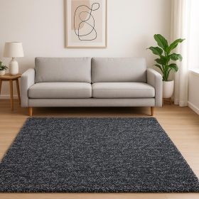 5' X 7' Black Heather Indoor Shag Rug