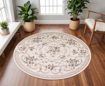 8' Round  Polypropylene Ivory  Area Rug
