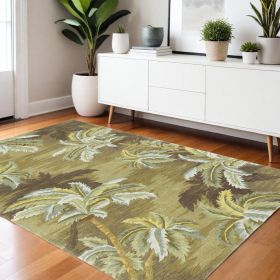 4' X 6' Moss Green Hand Tufted Palm Trees Indoor Area Rug