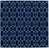 5' X 7' Navy Blue And Ivory Geometric Hand Hooked Area Rug