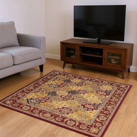 Red Octagon Quatrefoil Area Rug