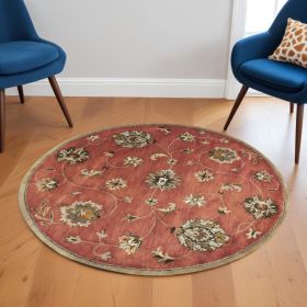 6' Sienna Orange Hand Tufted Traditional Round Indoor Area Rug