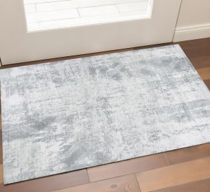 3' X 5' Gray Abstract Hand Loomed Area Rug