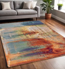 6' X 9' Orange Abstract Area Rug