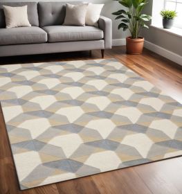 5' X 8'  Wool Ivory Or Grey Area Rug