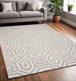 5' X 8' Grey Hand Tufted Geometric Indoor Area Rug