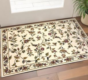 2' X 3' Ivory Machine Woven Floral Vines Indoor Accent Rug