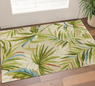2' X 3' Sand Botanical Leaves Hand Tufted Area Rug