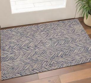 2' X 4' Blue Wool Hand Tufted Area Rug