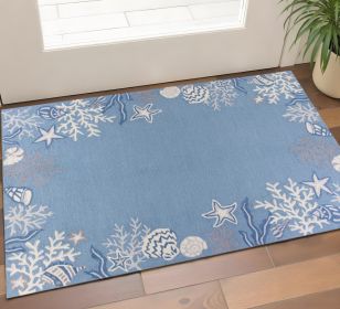 2' X 4' Light Blue Coral Hand Tufted Area Rug