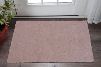 2' X 4' Polyester Rose Pink Area Rug