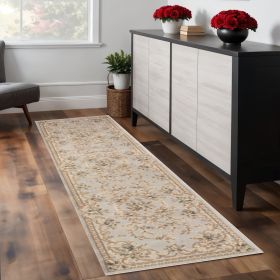8' Light Grey Polypropylene Runner Rug