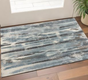 3' X 5' Teal Abstract Area Rug