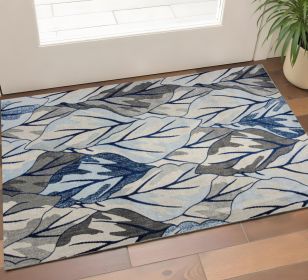 3' X 5' Grey And Navy Area Rug