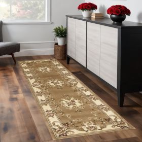 2' X 8' Beige Or Ivory Medallion Runner Rug