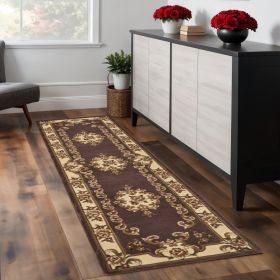2' X 8' Plum Or Ivory Medallion Runner Rug