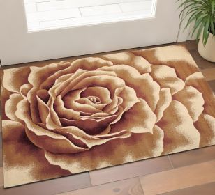 3' X 5' Ivory Machine Woven Hand Carved Oversized Floral Indoor Area Rug