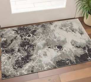 3' X 5' Silver Abstract Area Rug